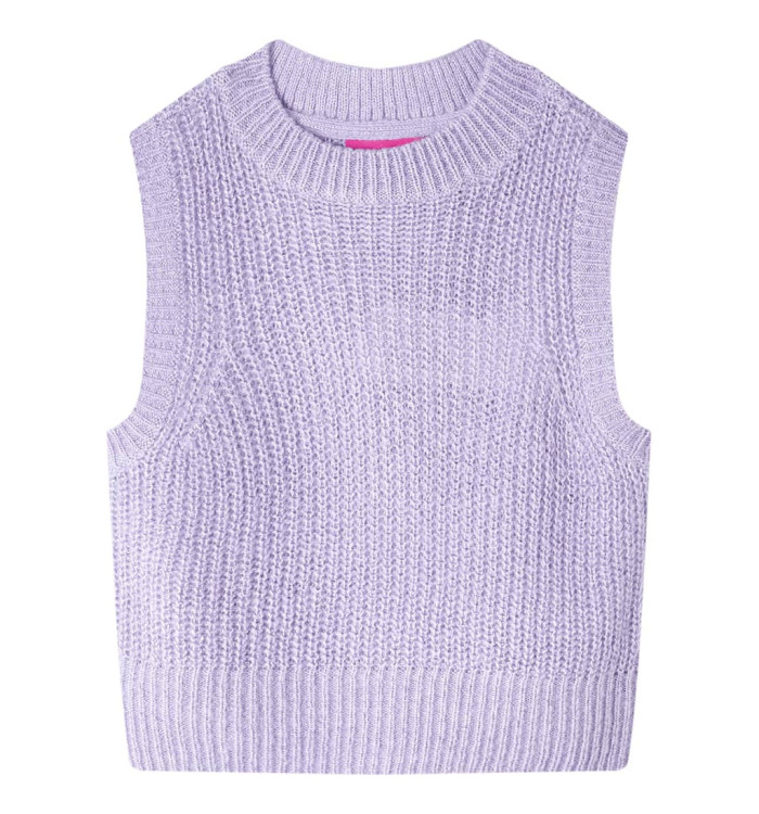 Gilet pull-over tricoté pour enfants lilas clair 140 | Mobilier & Déco