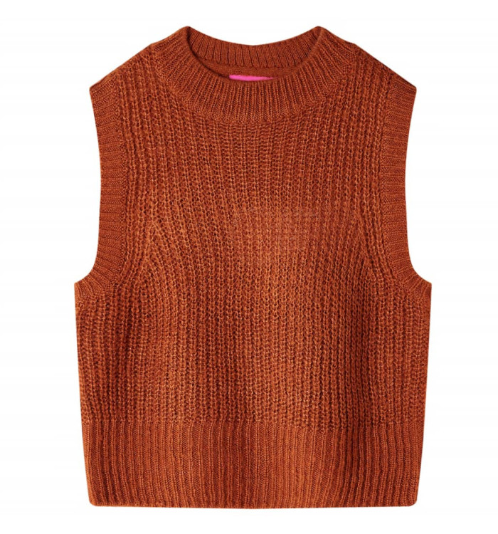 Gilet pull-over tricoté pour enfants cognac 140 | Mobilier & Déco