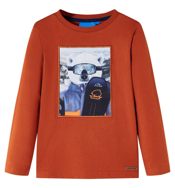 T-shirt enfants à manches longues rouille clair 92 | Mobilier & Déco