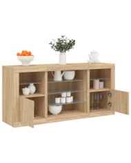 Buffet avec lumières LED chêne sonoma 142,5x37x67 cm | Mobilier & Déco