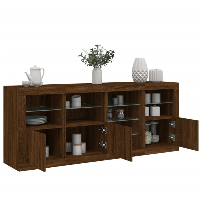 Buffet avec lumières LED chêne marron 164x37x67 cm | Mobilier & Déco