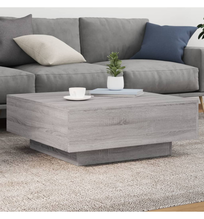 Table basse avec lumières LED sonoma gris 80x80x31 cm | Mobilier & Déco