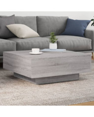 Table basse avec lumières LED sonoma gris 80x80x31 cm | Mobilier & Déco