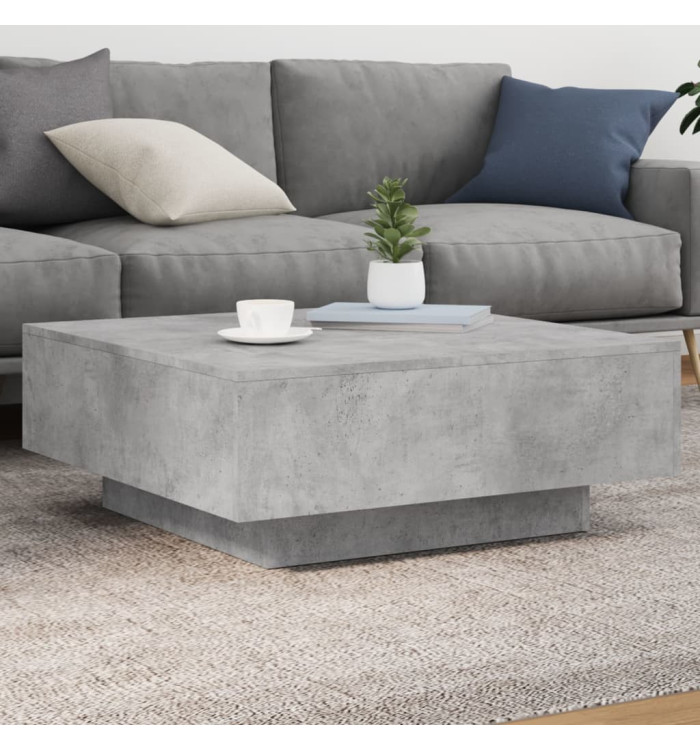 Table basse avec lumières LED gris béton 80x80x31 cm | Mobilier & Déco