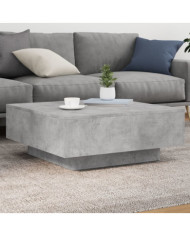 Table basse avec lumières LED gris béton 80x80x31 cm | Mobilier & Déco