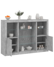 Buffets avec lumières LED 3 pcs gris béton bois d'ingénierie | Mobilier & Déco