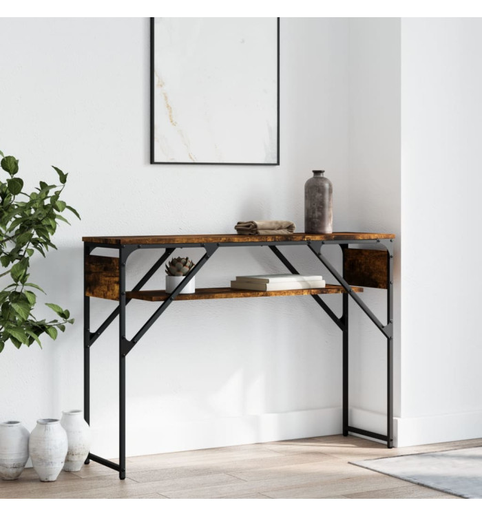 Table console avec étagère chêne fumé 105x30x75 cm | Mobilier & Déco