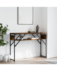 Table console avec étagère chêne fumé 105x30x75 cm | Mobilier & Déco