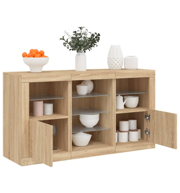 Buffet avec lumières LED chêne sonoma 123x37x67 cm | Mobilier & Déco