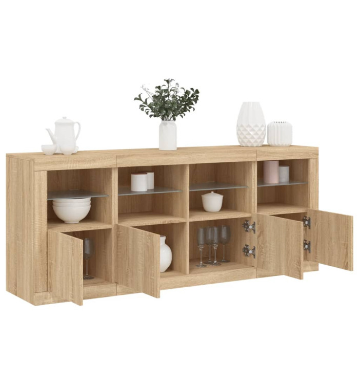 Buffet avec lumières LED chêne sonoma 163x37x67 cm | Mobilier & Déco