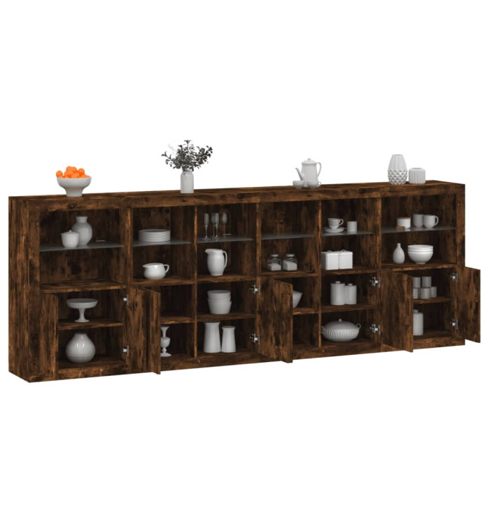 Buffet avec lumières LED chêne fumé 283x37x100 cm | Mobilier & Déco