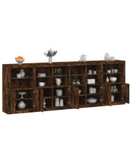 Buffet avec lumières LED chêne fumé 283x37x100 cm | Mobilier & Déco
