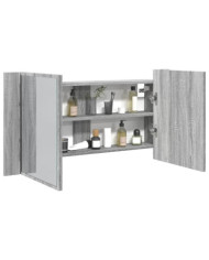 Armoire de salle de bain à miroir LED sonoma gris 90x12x45 cm | Mobilier & Déco