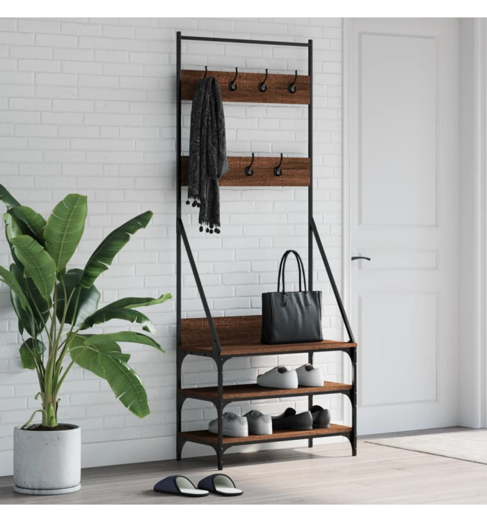 Porte-vêtements et rangement des chaussures chêne marron | Mobilier & Déco
