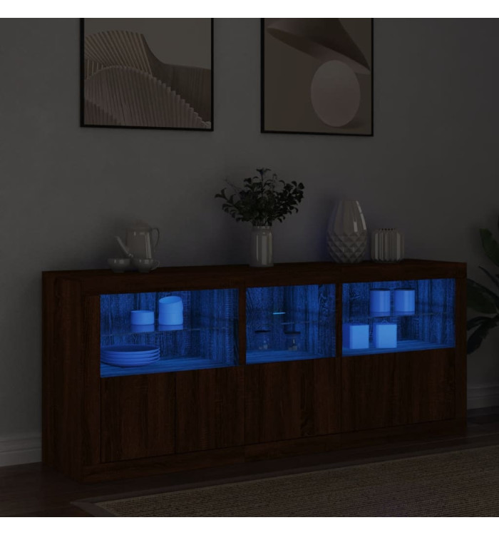 Buffet avec lumières LED chêne marron 162x37x67 cm | Mobilier & Déco