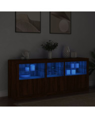 Buffet avec lumières LED chêne marron 162x37x67 cm | Mobilier & Déco