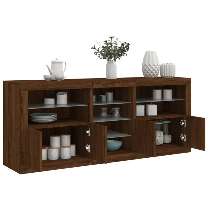 Buffet avec lumières LED chêne marron 162x37x67 cm | Mobilier & Déco