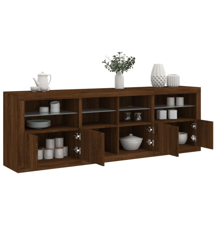Buffet avec lumières LED chêne marron 202x37x67 cm | Mobilier & Déco