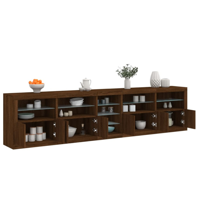 Buffet avec lumières LED chêne marron 283x37x67 cm | Mobilier & Déco