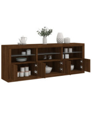 Buffet avec lumières LED chêne marron 181,5x37x67 cm | Mobilier & Déco