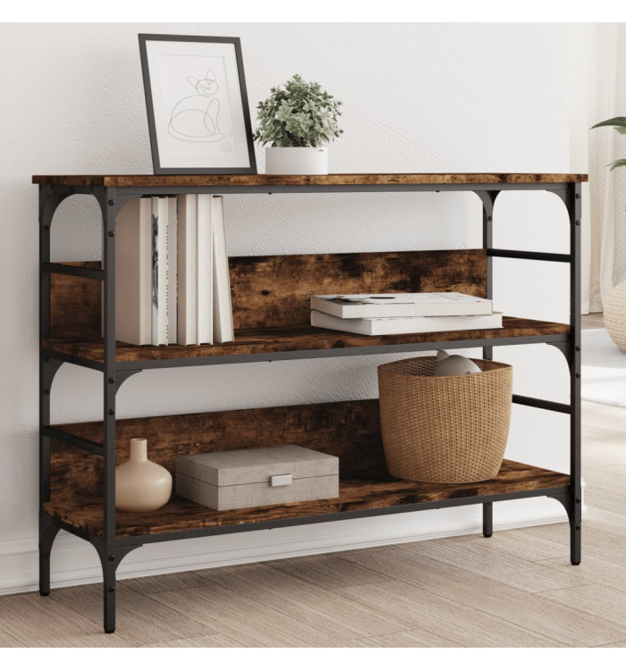 Table console chêne fumé 100x32x75 cm bois d'ingénierie | Mobilier & Déco