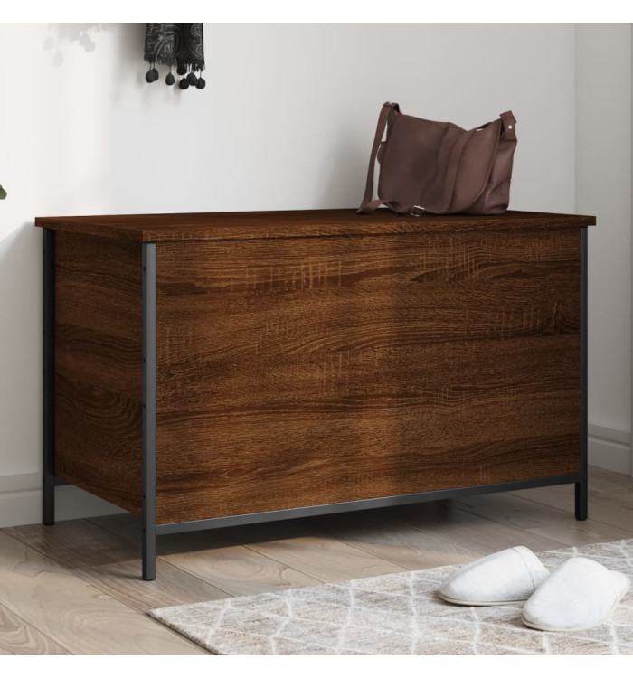 Banc de rangement chêne marron 80x42,5x50 cm bois d'ingénierie | Mobilier & Déco