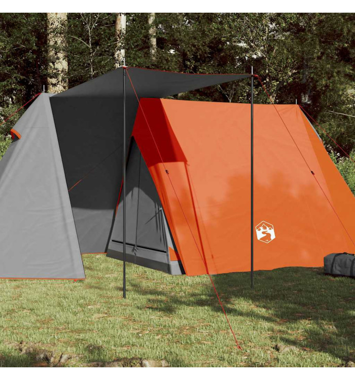 Tente de camping 3 personnes gris et orange imperméable | Mobilier & Déco
