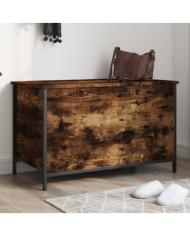 Banc de rangement chêne fumé 80x42,5x50 cm bois d'ingénierie | Mobilier & Déco