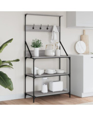 Étagère de boulangerie et crochets 4 niveaux bois d'ingénierie | Mobilier & Déco