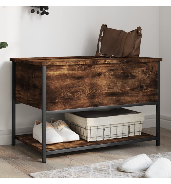 Banc de rangement chêne fumé 70x42,5x47 cm bois d'ingénierie | Mobilier & Déco