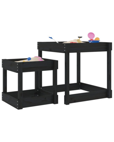 Tables à sable 2 pcs noir bois de pin massif | Mobilier & Déco