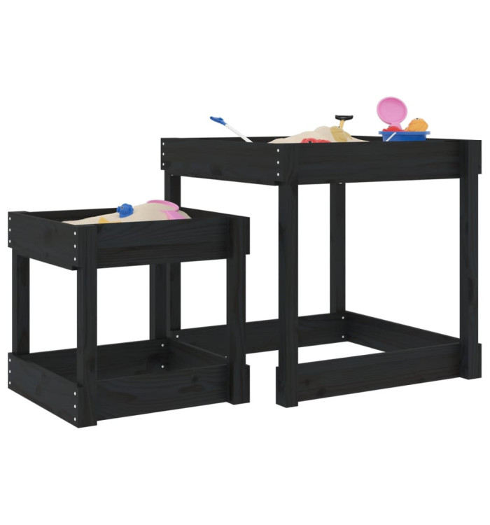 Tables à sable 2 pcs noir bois de pin massif | Mobilier & Déco