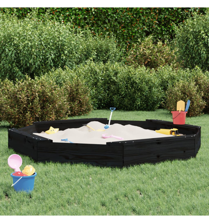Bac à sable avec sièges noir octogone bois de pin massif | Mobilier & Déco