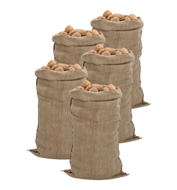 Sacs en jute 5 pcs 65x135 cm 100 % jute 340 g/m² | Mobilier & Déco