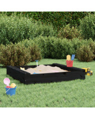 Bac à sable avec sièges noir carré bois de pin massif | Mobilier & Déco