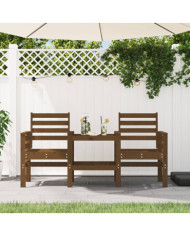 Banc de jardin avec table 2 places brun miel bois massif de pin | Mobilier & Déco