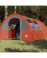 Tente de camping tunnel 4 personnes gris et orange imperméable | Mobilier & Déco