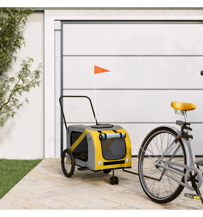 Remorque de vélo pour animaux de compagnie jaune et gris | Mobilier & Déco