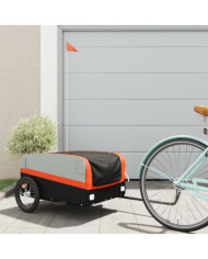 Remorque de vélo noir et orange 45 kg fer | Mobilier & Déco