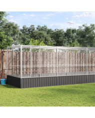 Volière avec extension argenté 832x207x212 cm acier | Mobilier & Déco