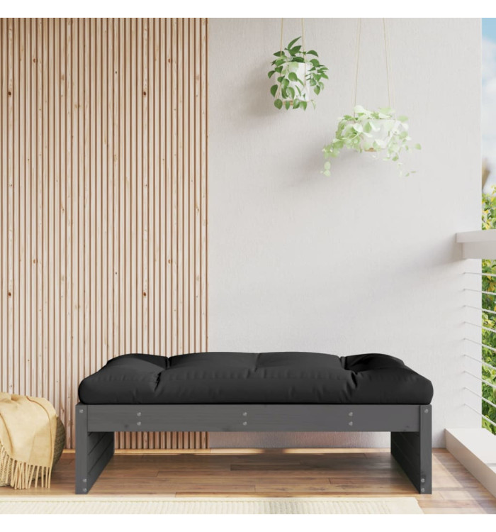 Repose-pied de jardin 120x80 cm gris bois de pin massif | Mobilier & Déco