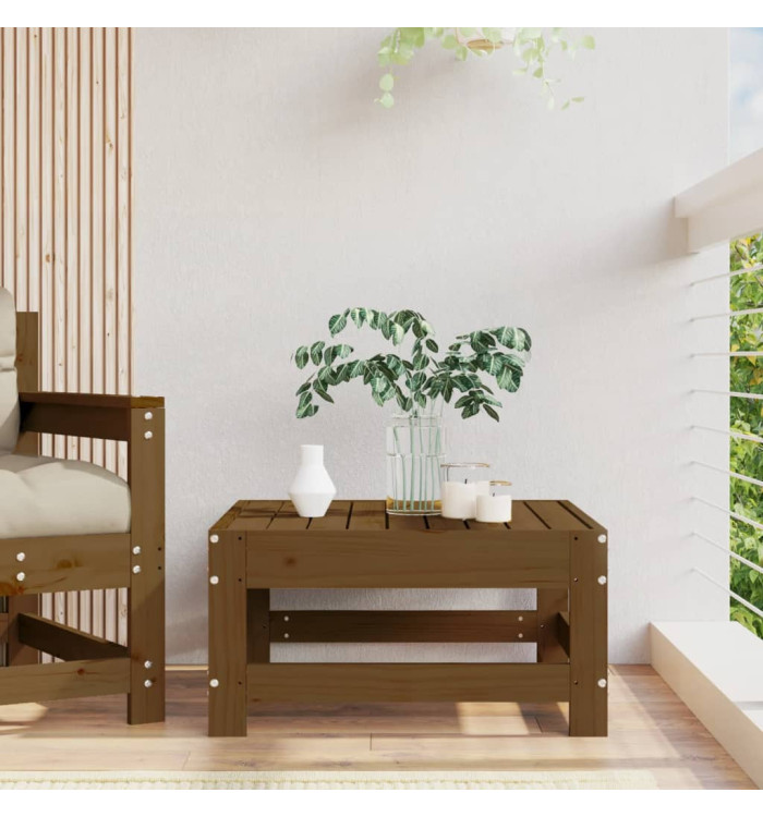 Repose-pied de jardin marron miel bois de pin massif | Mobilier & Déco