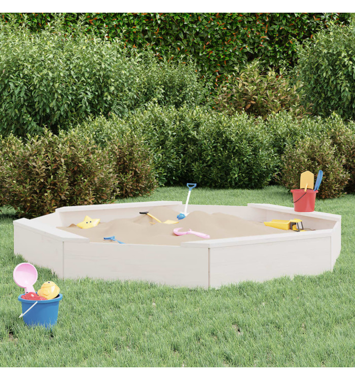 Bac à sable avec sièges blanc octogone bois de pin massif | Mobilier & Déco