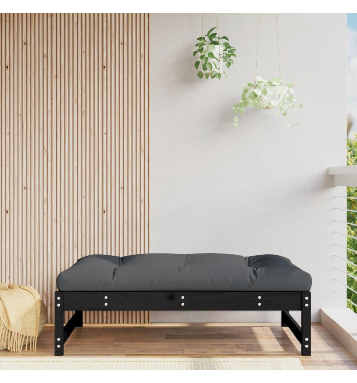 Repose-pied de jardin 120x80 cm noir bois de pin massif | Mobilier & Déco