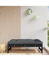 Repose-pied de jardin 120x80 cm noir bois de pin massif | Mobilier & Déco