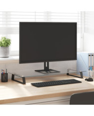 Support de moniteur noir 80x35x8 cm verre trempé et métal | Mobilier & Déco