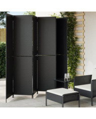Cloison de séparation 6 panneaux noir résine tressée | Mobilier & Déco
