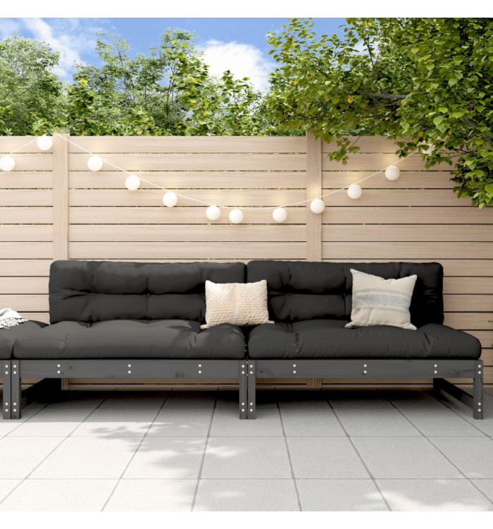 Canapés centraux de jardin 2 pcs gris 120x80 cm bois pin massif | Mobilier & Déco