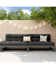 Canapés centraux de jardin 2 pcs gris 120x80 cm bois pin massif | Mobilier & Déco