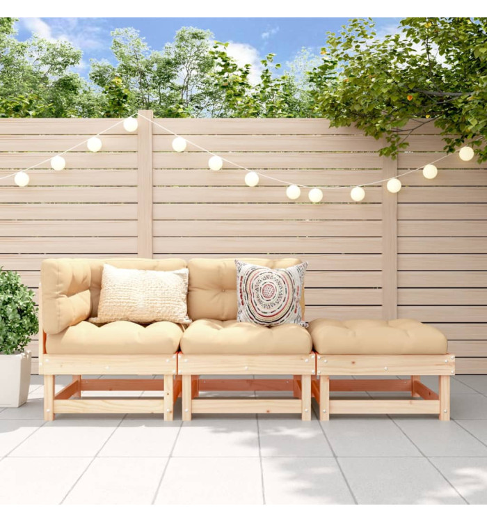 Salon de jardin 3 pcs bois massif de pin | Mobilier & Déco